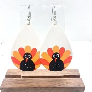 Faux Leather Teardrop Turkey Earrings